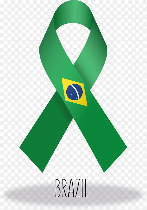 矢量手绘巴西国旗丝带