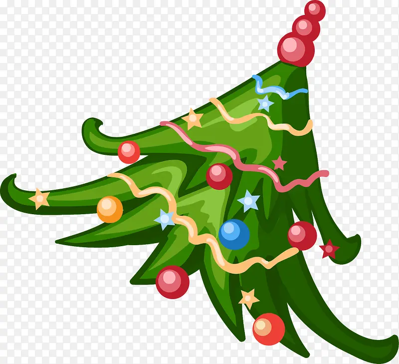 手绘绿色圣诞树