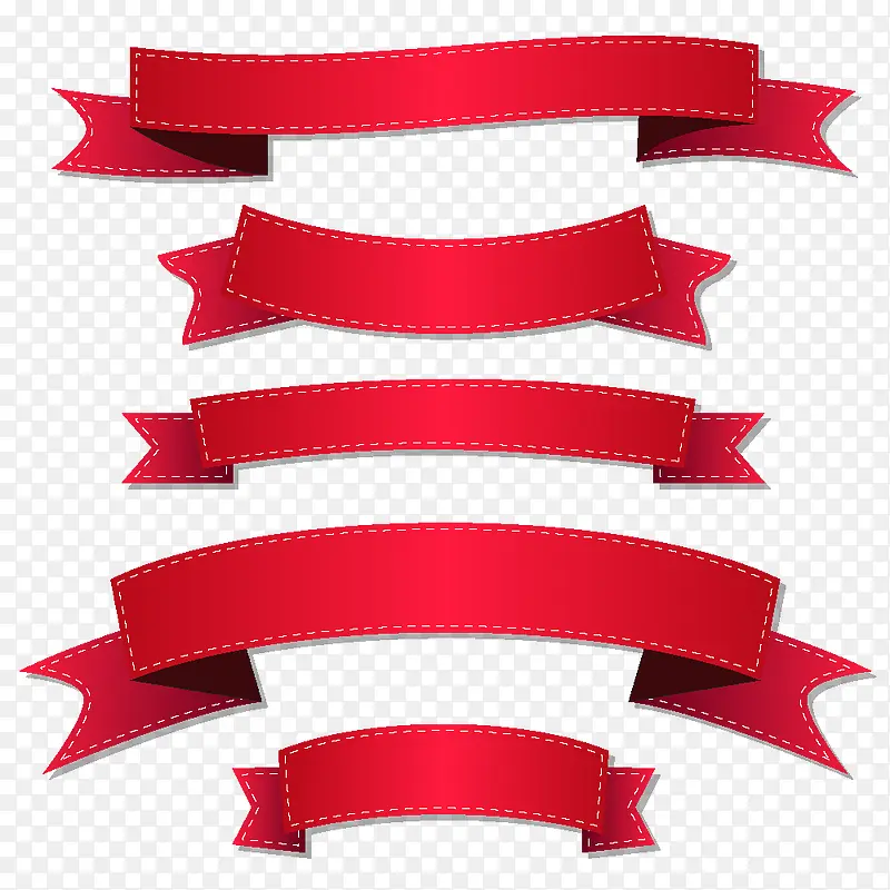 红色装饰丝带矢量素材