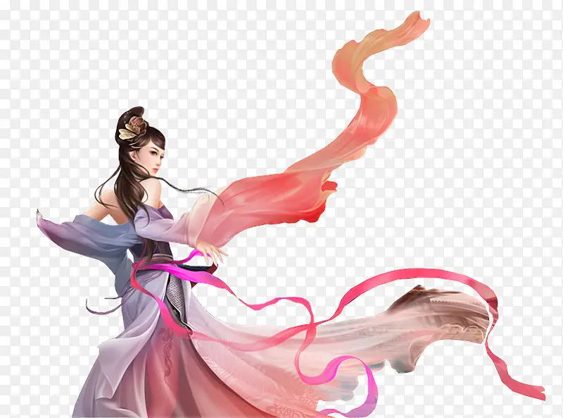 红衣飘带女子立绘游戏人物