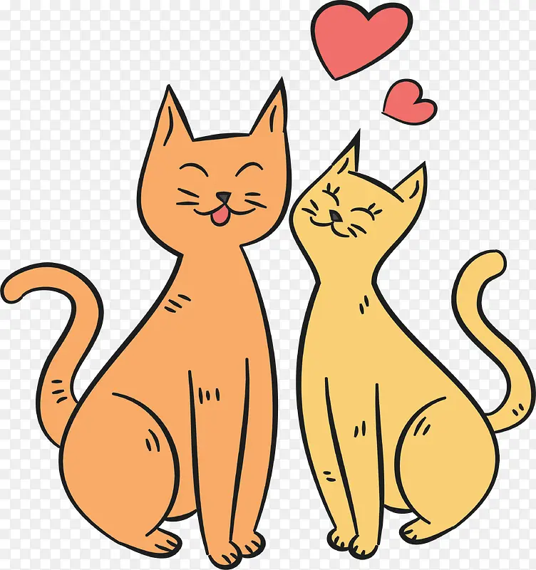 卡通情人节情侣猫咪