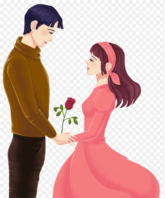 手绘情侣装饰插画素材