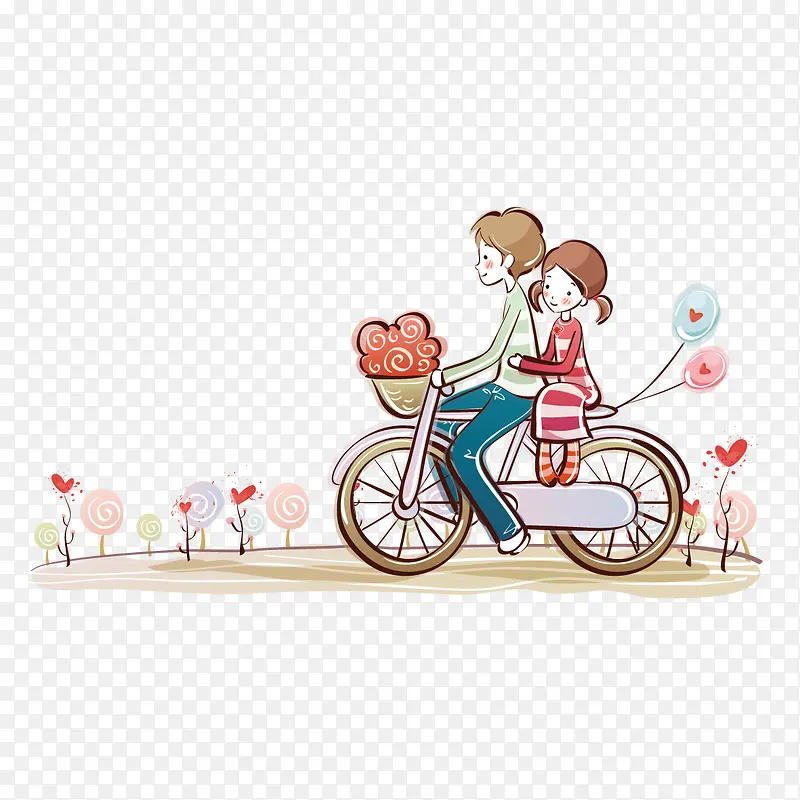 骑自行车的情侣
