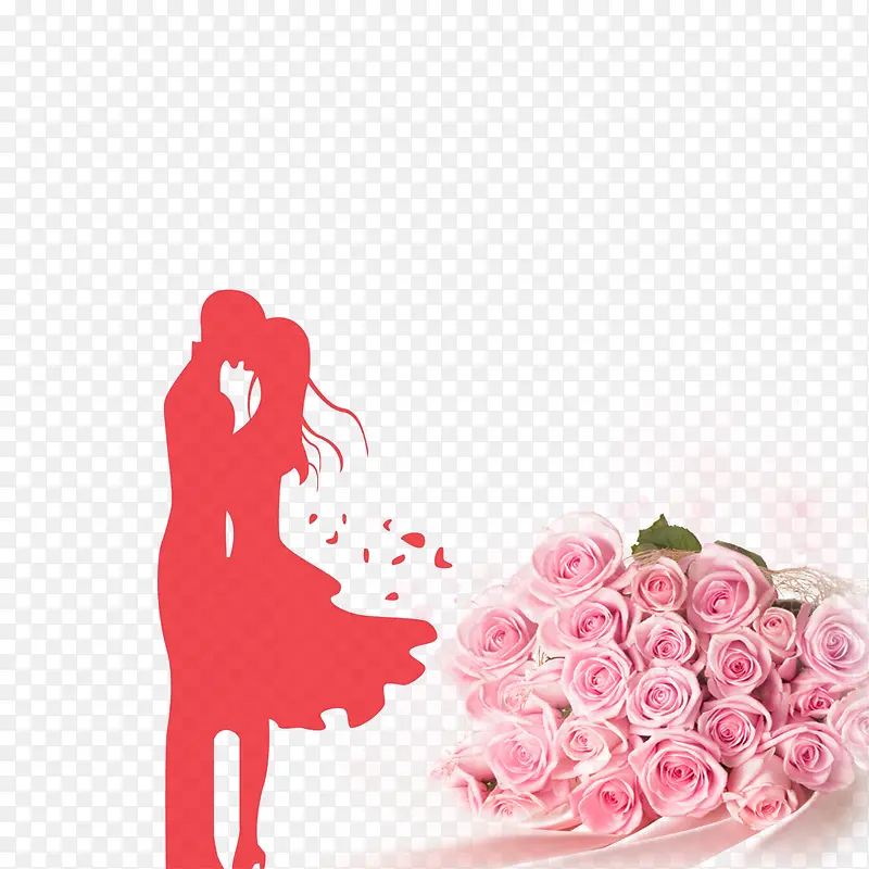 粉色玫瑰与情侣