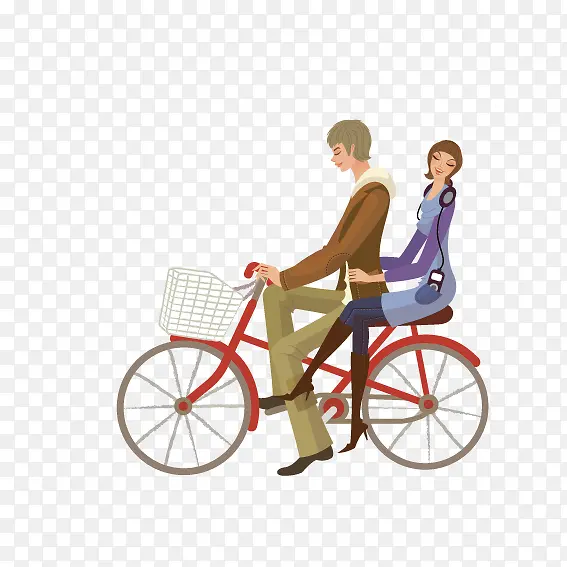 骑自行车的情侣