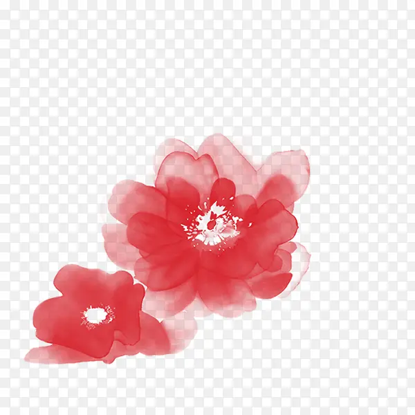 国画漂亮的红色小花