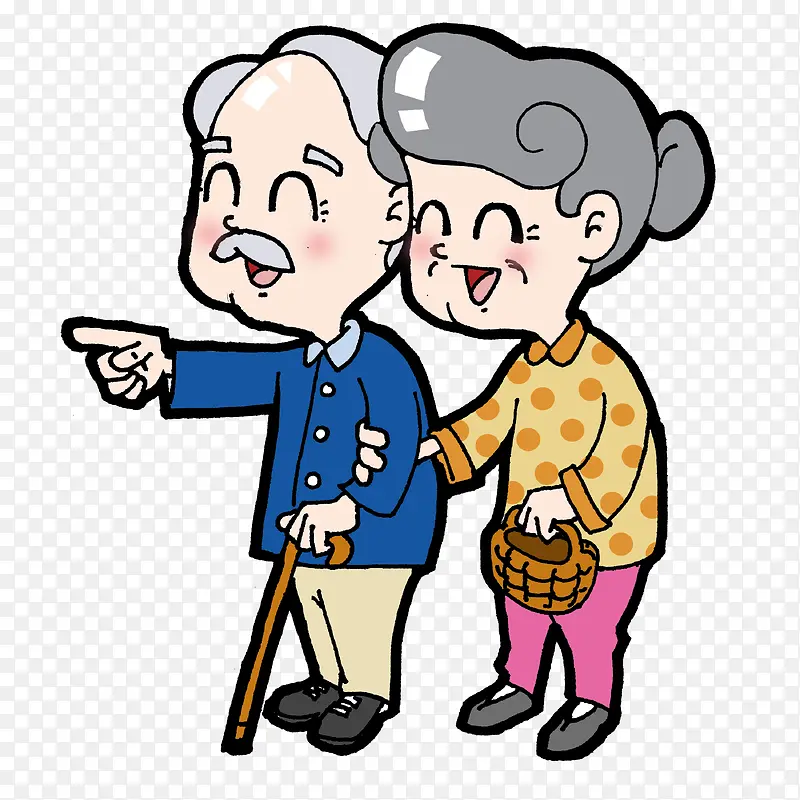 可爱老夫妇卡通插画素材PNG图片素材下载_图片编号yanvlrrl-免抠素材网
