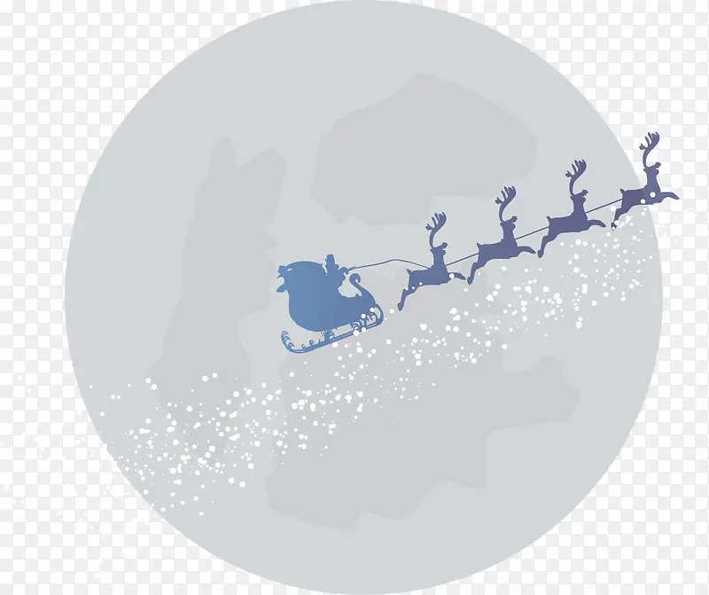 矢量手绘圣诞老人驾驶麋鹿雪橇车