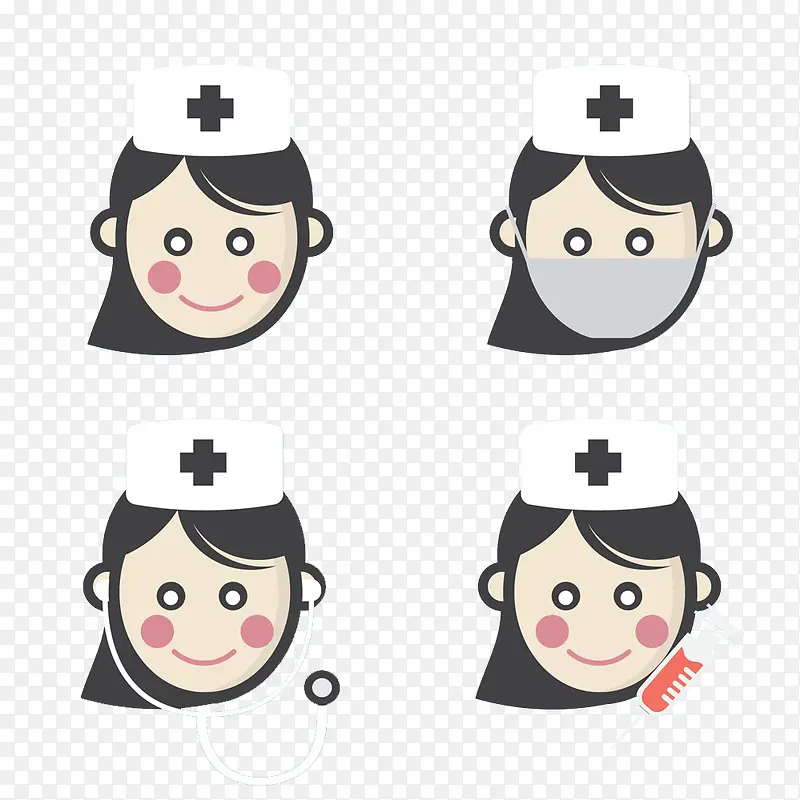 四个护士帽高清免扣素材