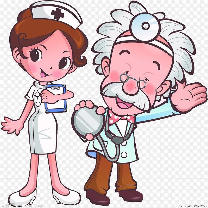 可爱卡通医生护士