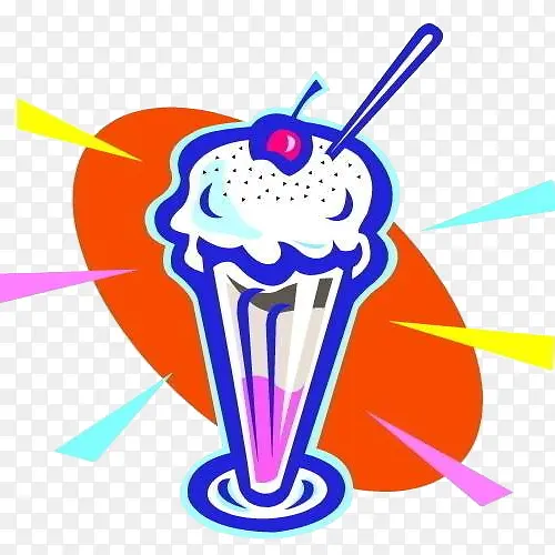 冰淇淋奶茶卡通插画