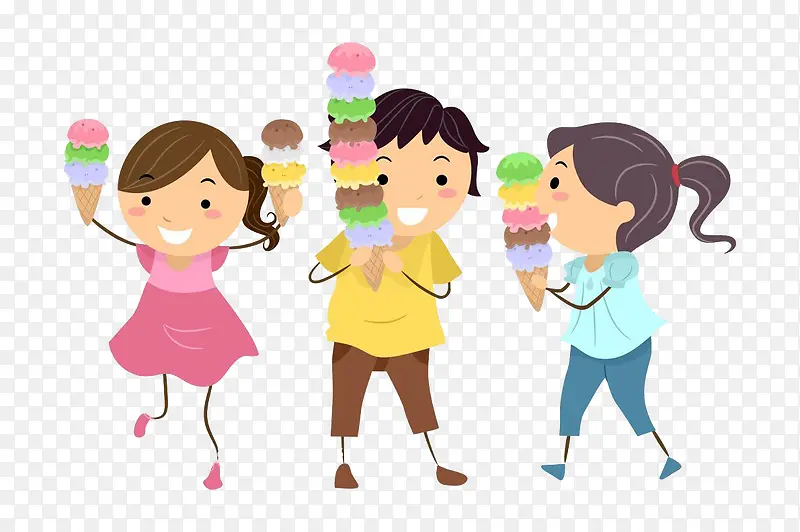 卡通女孩吃冰激凌