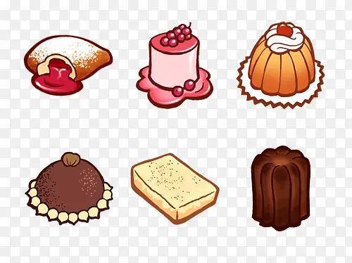 6个卡通蛋糕甜品图标