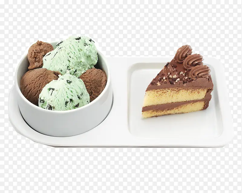 巧克力蛋糕和冰淇淋