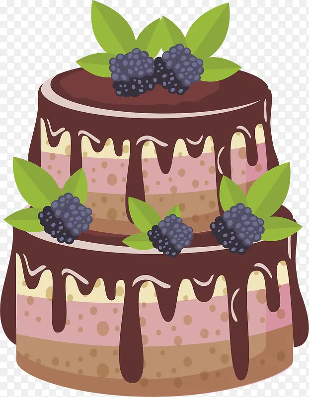 蓝莓装饰巧克力蛋糕