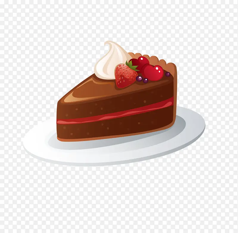 卡通咖色水果巧克力蛋糕