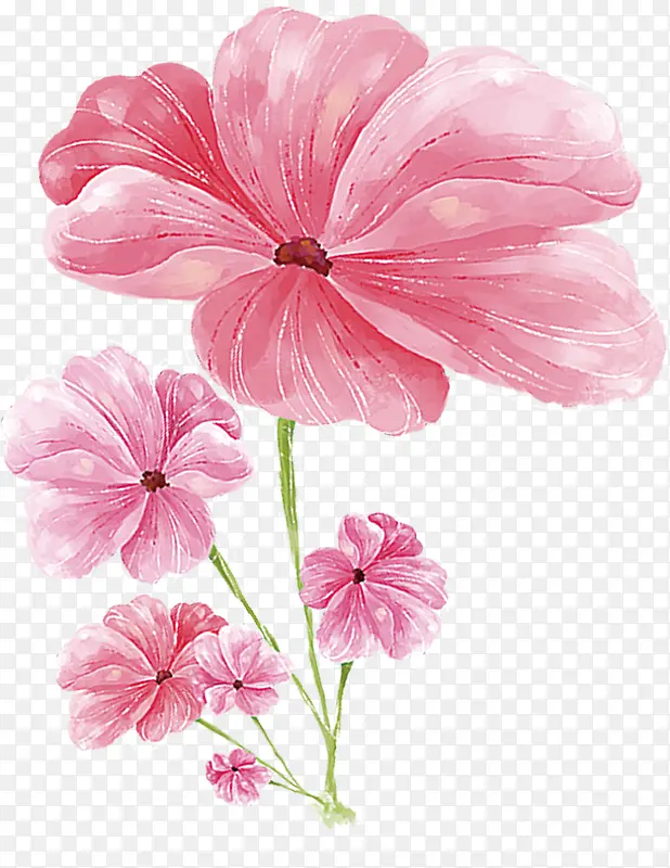 情人节粉色水彩花朵装饰