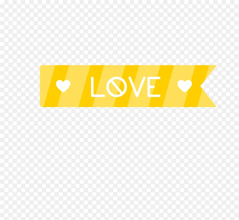 黄色爱心love标签