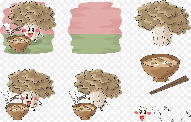 矢量吃饭的树蘑表情
