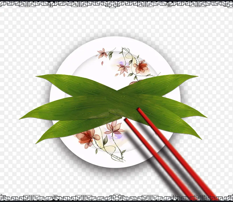 碗中的粽子叶素材背景