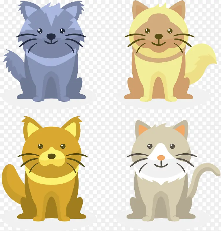 4款卡通猫咪设计矢量素材