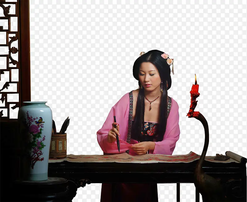 中国风写毛笔字之古代少女