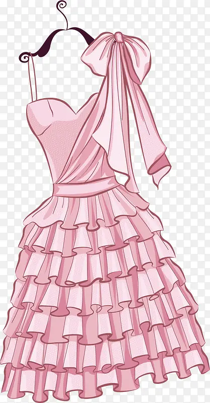 矢量手绘粉色连衣裙