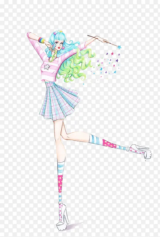手绘女装设计插画稿