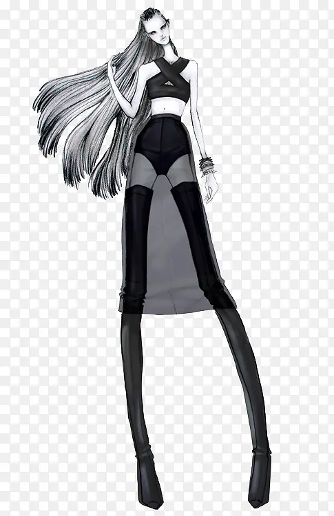 性感服装女模特插画