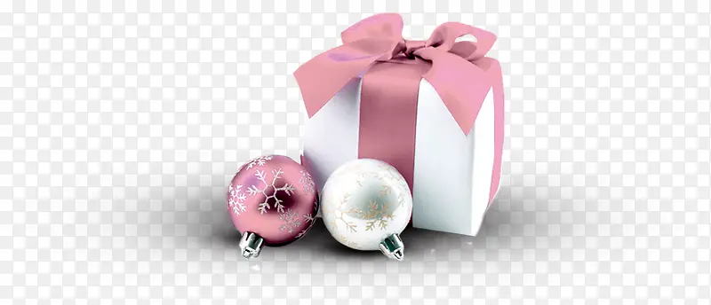 粉色礼物盒和装饰球
