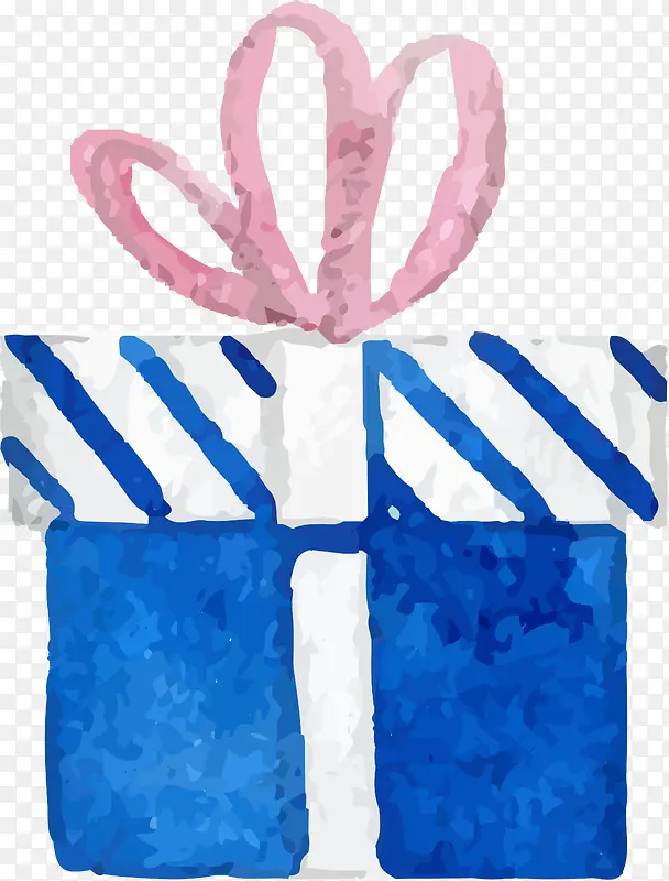 圣诞节蓝色水彩礼物盒图案