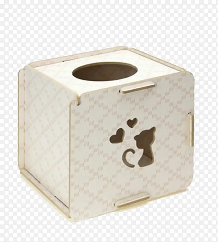 小猫白色纸巾盒