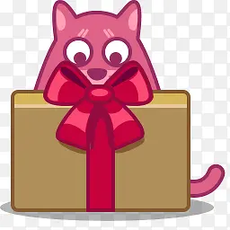 懒猫红猫礼物盒子图标