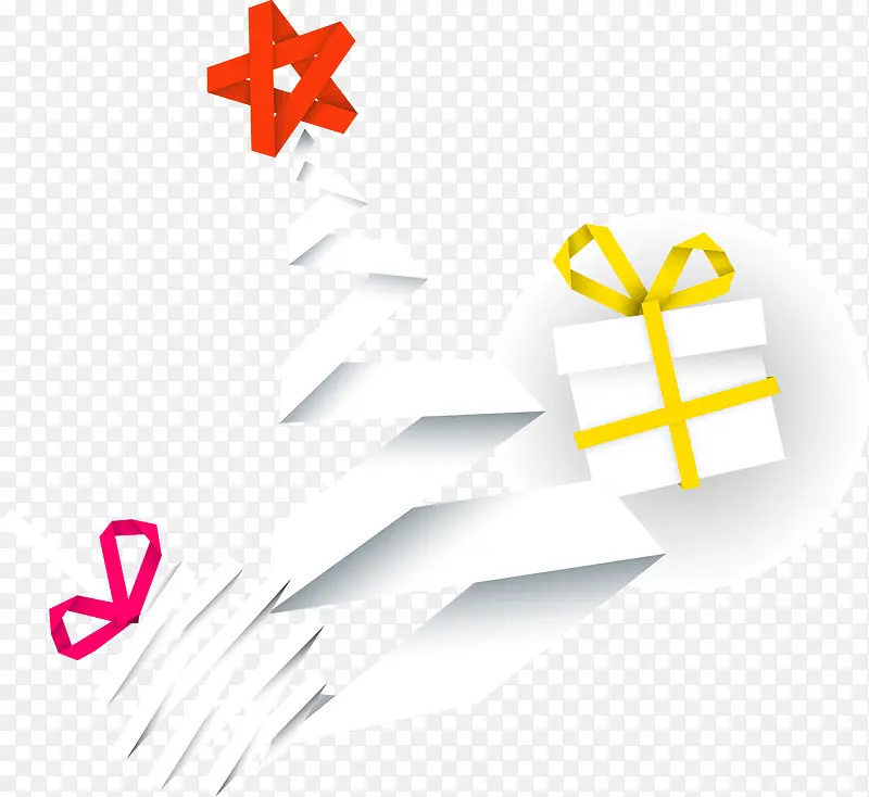 白色折纸圣诞树矢量图