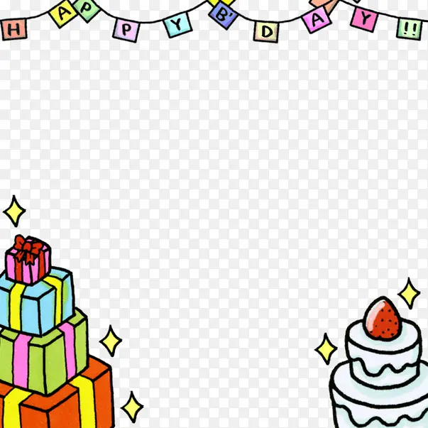 旗子和生日蛋糕