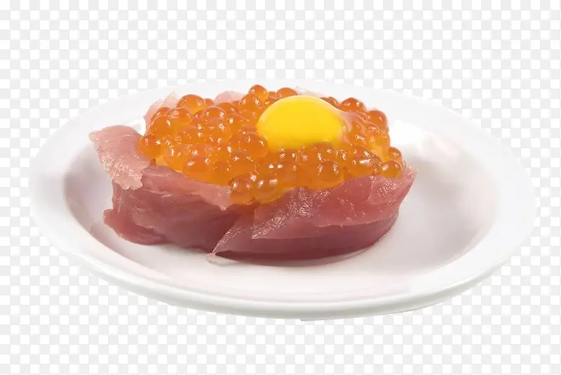 白色盘子里的生鱼片