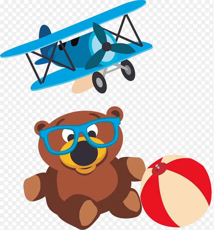 孩子玩具飞机小熊海报