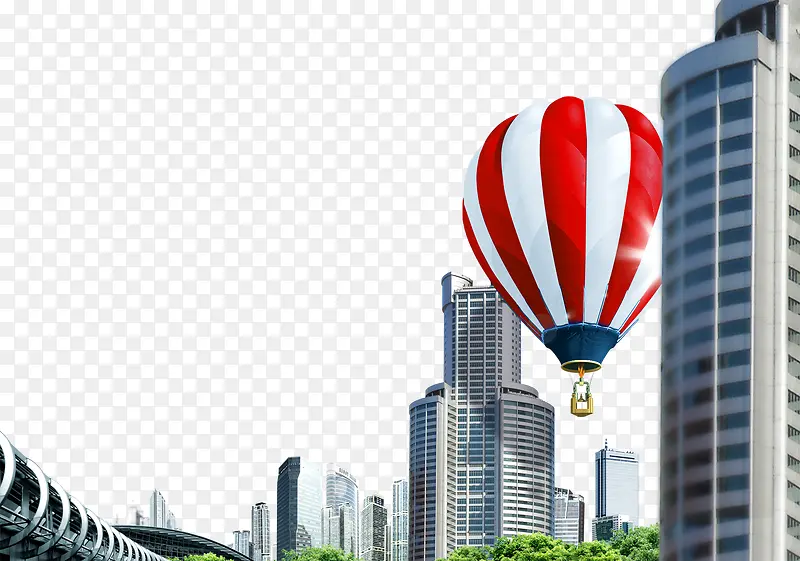 热气球城市建筑装饰
