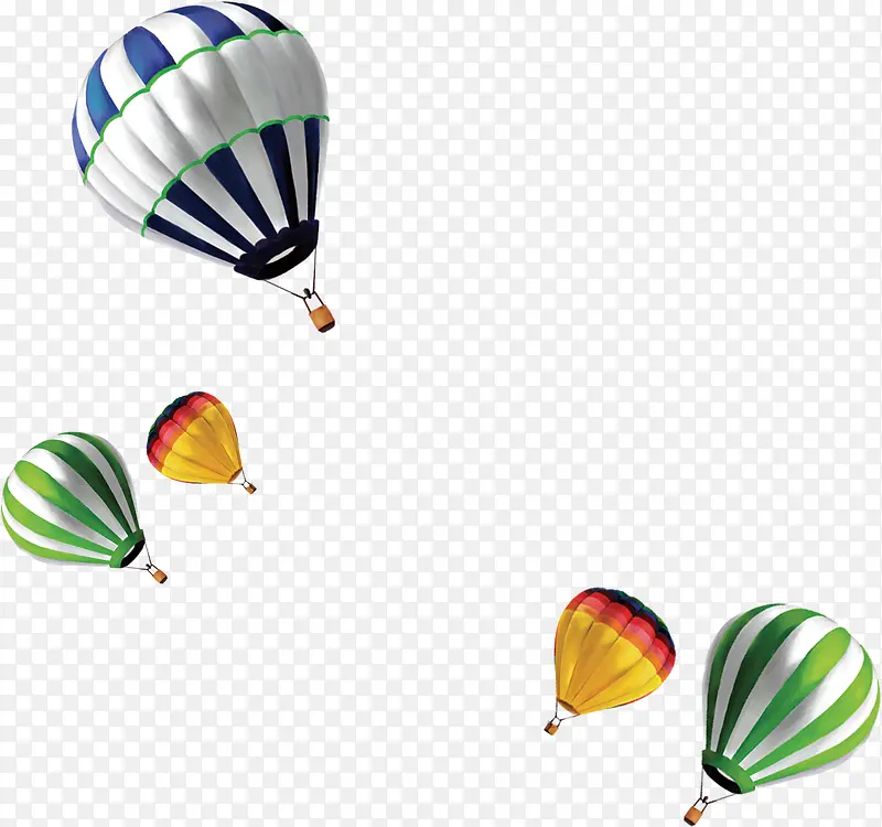 多个彩色飞行热气球图案