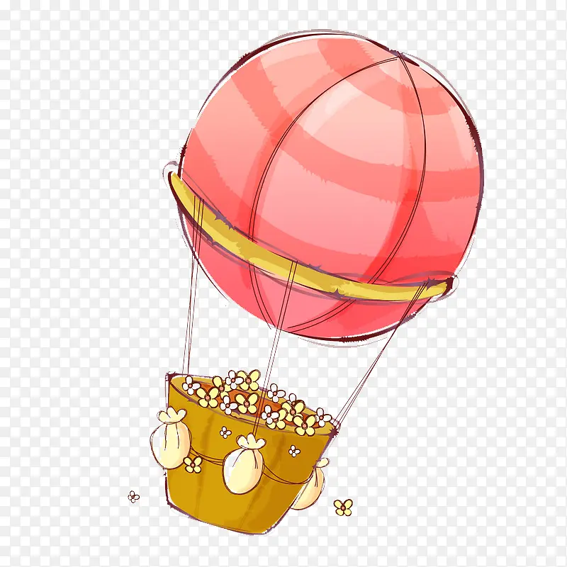 卡通小花热气球