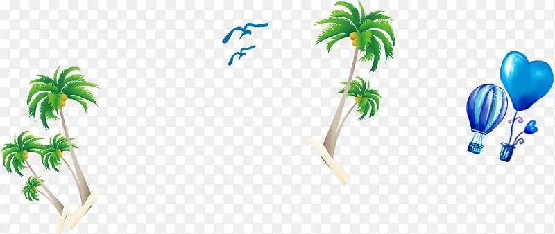 夏日手绘海报椰子树热气球