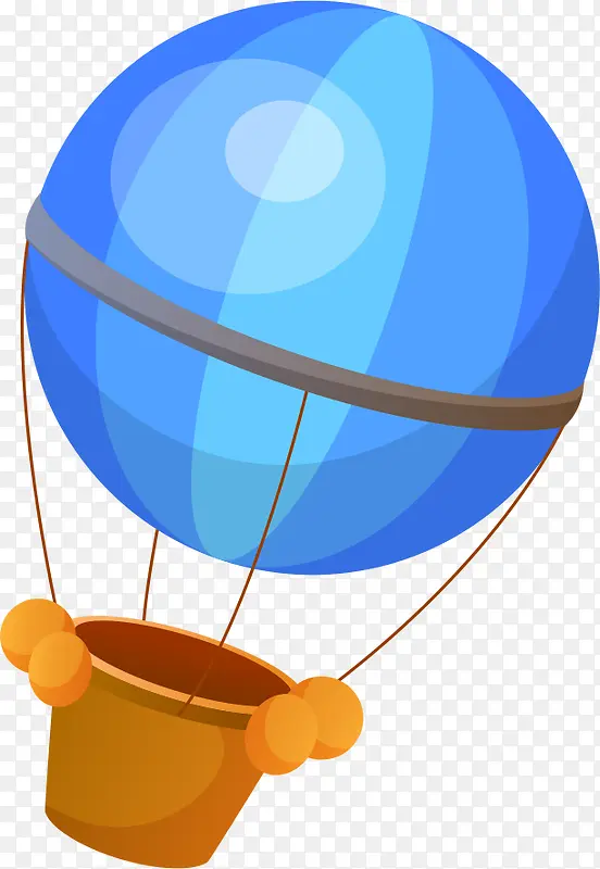 手绘蓝色清新热气球
