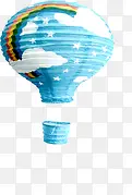 蓝色热气球浪漫色彩双11海报素材