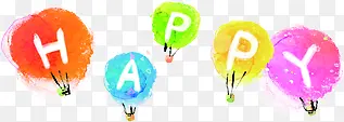 手绘彩色卡通字母设计热气球
