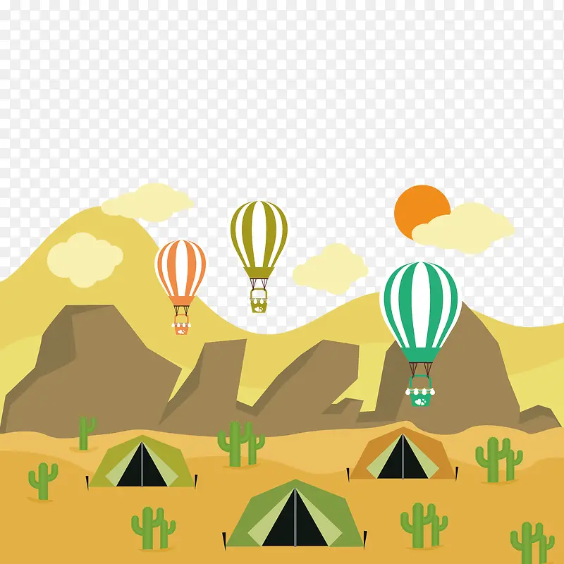 矢量帐篷和热气球