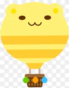 黄色卡通可爱小熊热气球