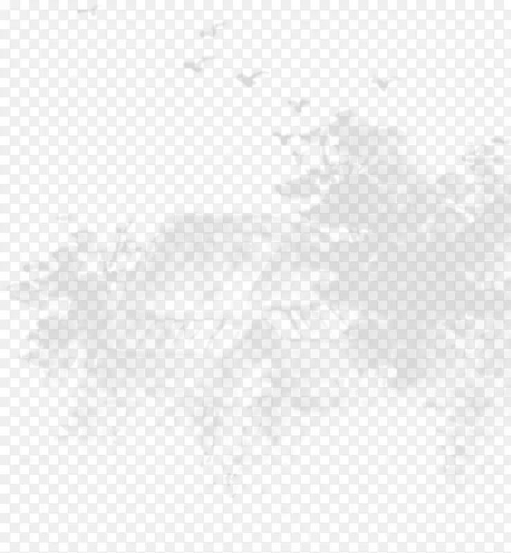 黑色水墨大雁建筑