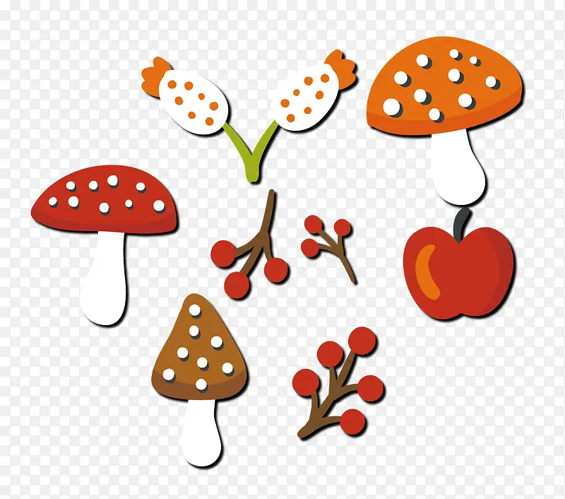 卡通蘑菇樱桃苹果
