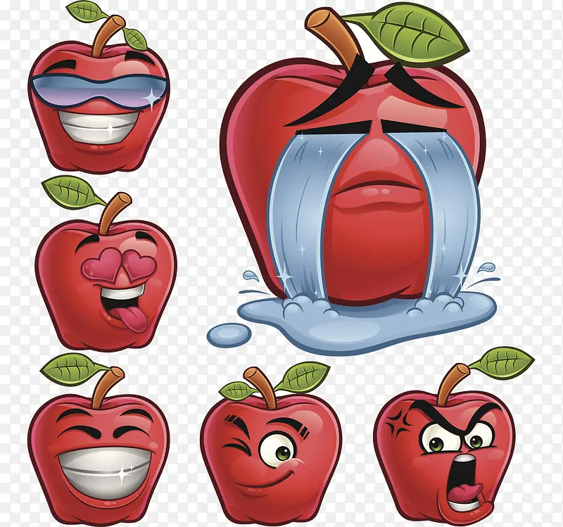 苹果表情插画