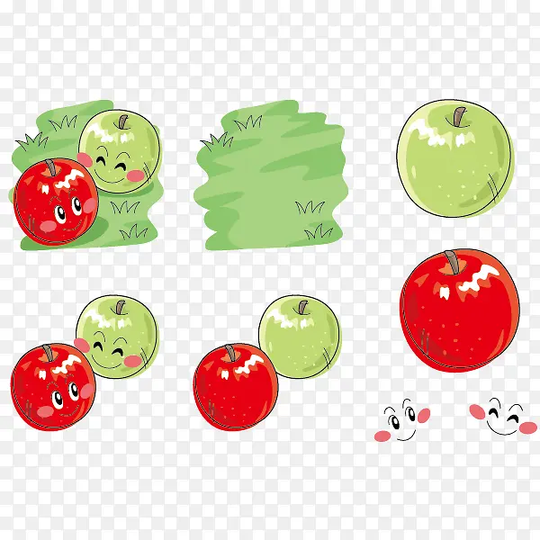 青苹果和红苹果卡通矢量素材